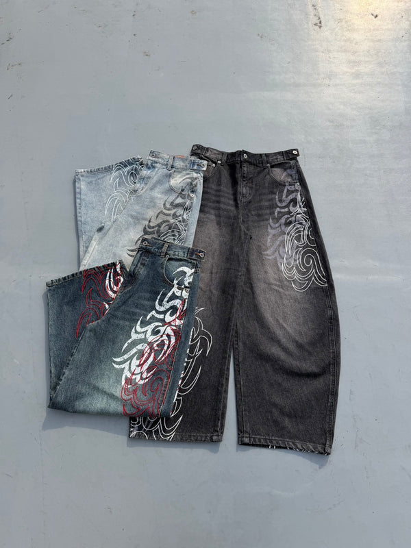 Japanese Lifestyle Goods - Harajuku Gothic Y2K Denim Pants Unisex