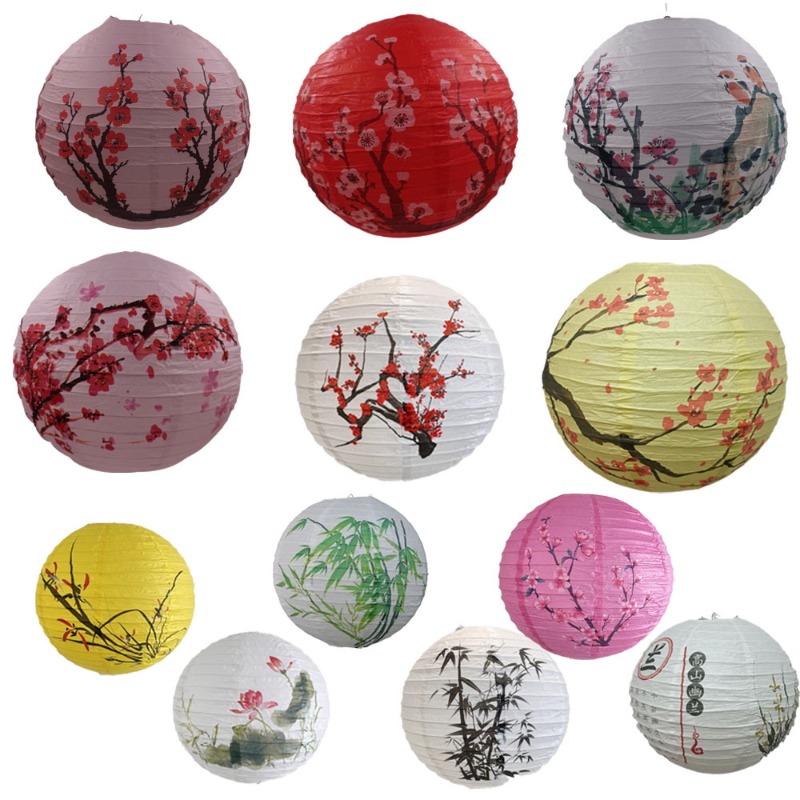 Japanese Lantern Paper - 30cm Printed Paper Chinese Style Lantern
