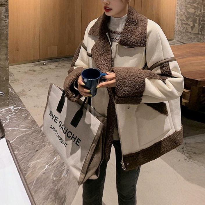 Lamb Wool Jacket Coats Woman K - Japanese Women Lifestyle review and price
