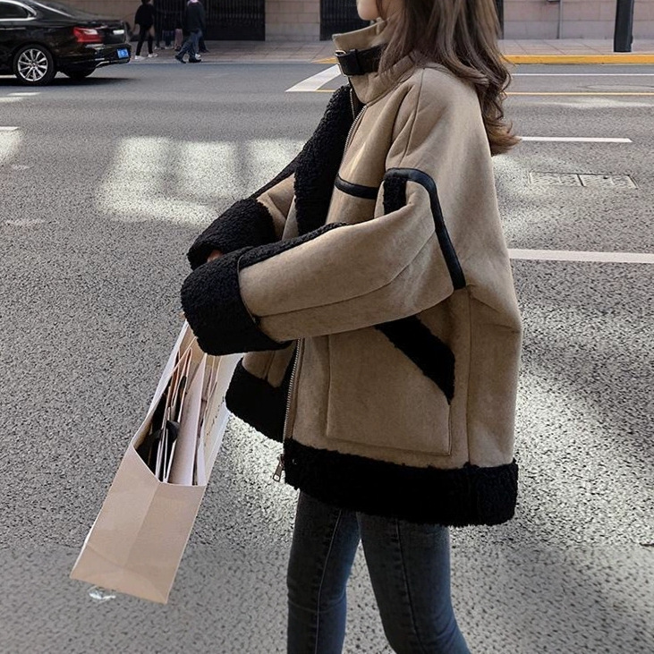 Lamb Wool Jacket Coats Woman K - Japanese Women Lifestyle review and price