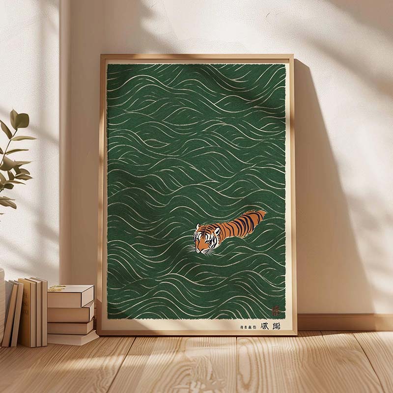 Japanese Tiger Swimming Poster - Japanese Minimalist Lifestyle review and price